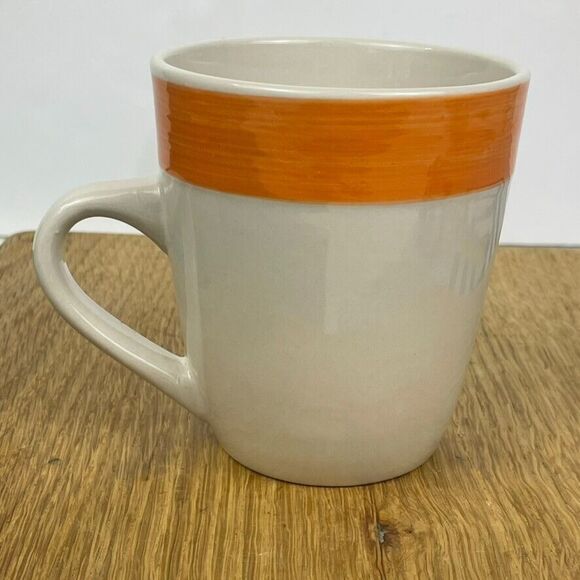Citrus Grove Orange Brush Stroke Border Natural Coffee Mug Simple Modern Mug - Picture 3 of 8